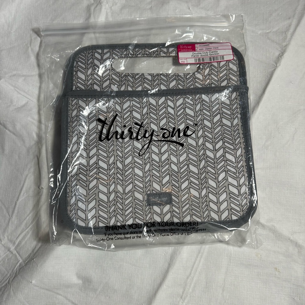 Thirty-One Chevron Gray and White Double Duty Caddy